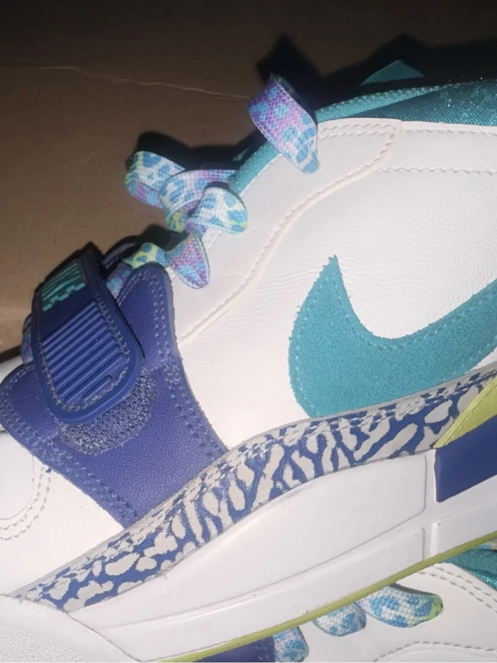 Jordan White, Teal & Purple Low-Top Sneakers just don size 13